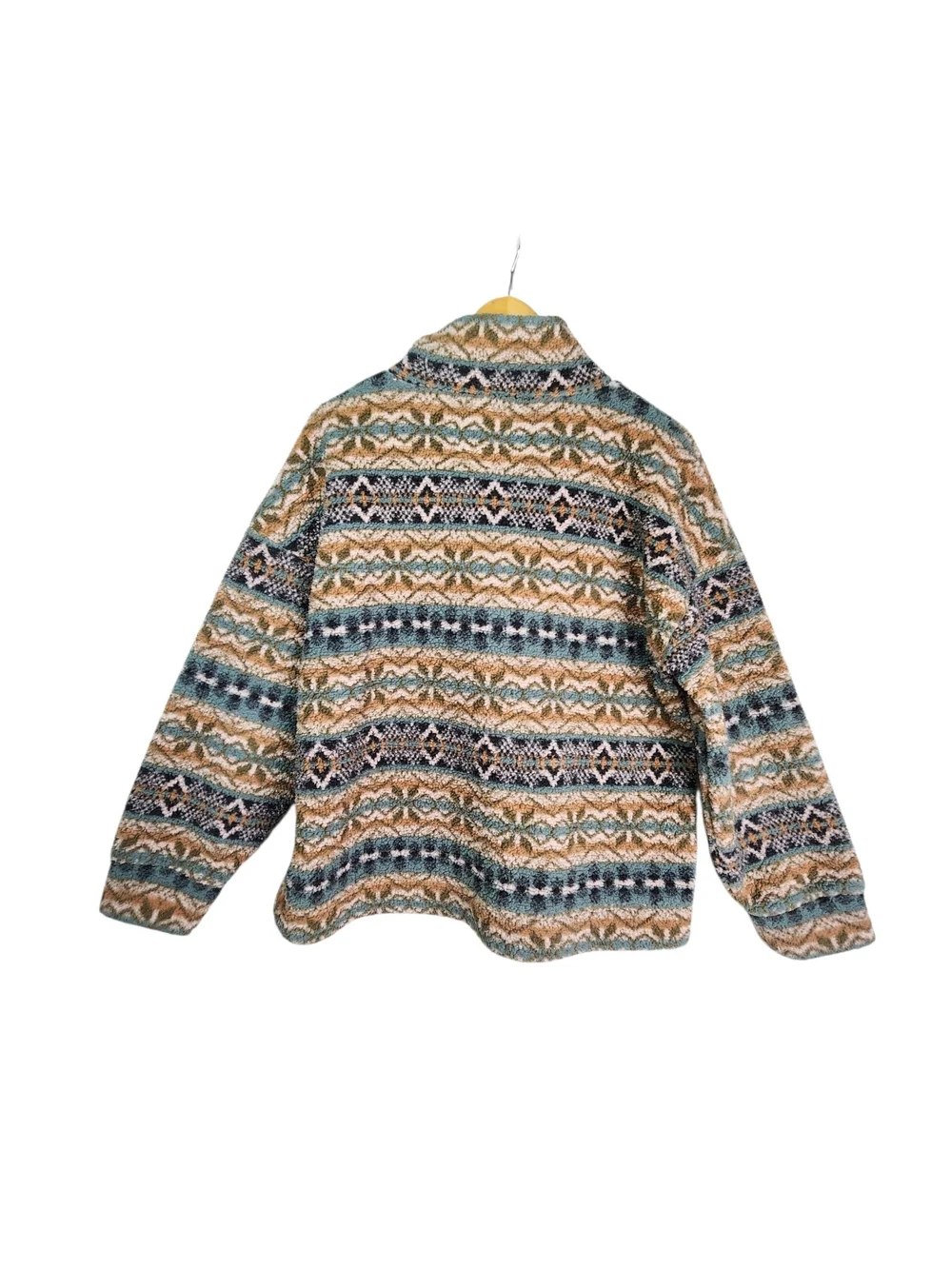 American Eagle Sherpa Fleece Pullover Medium Fair Isle Aztec 1/4 Zip Cozy
